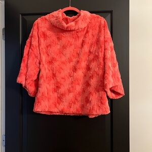 Ivy Jane Vibrant Coral Faux Fur Sweatshirt